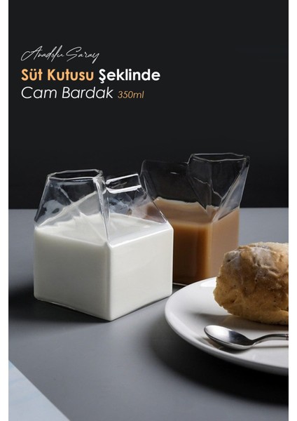 Tekno Trust 1 Isıya Dayanıklı Borosilikat Süt Kutusu Bardak Kahve ve Sunum Bardağı | Borosilikat Bardak 350ML B