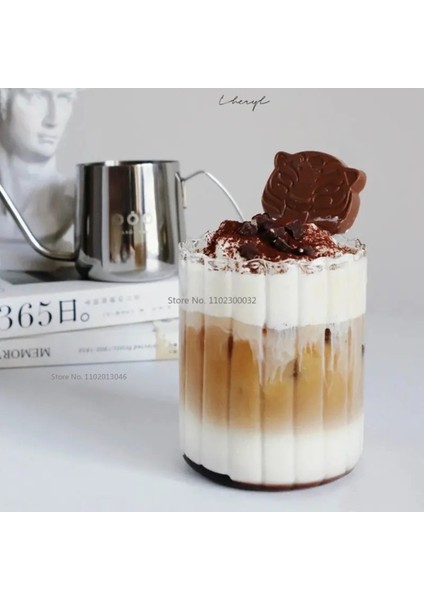 Tekno Trust 400 L 400 ml Şeritli Isıya Dayanıklı Pinterest Bardak | Sunum Bardağı 1 Adet Cam Turuncu 1 Isıya Da fiyatları