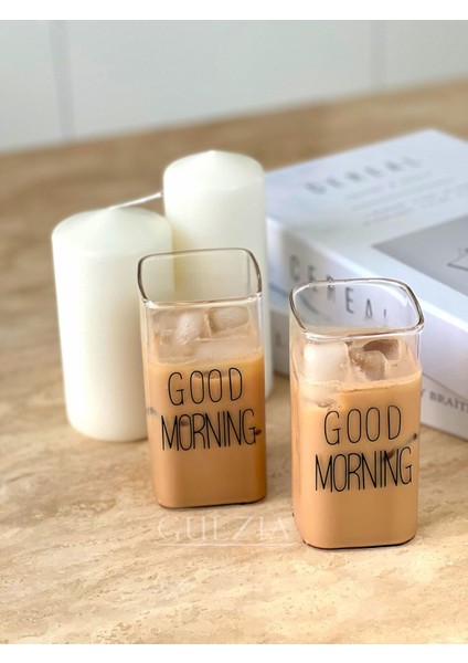 Tekno Trust Turuncu Isıya Dayanıklı Borosilikat Dikdörtgen Bardak Good Mornıng | 2 Adet | 350 ml 2 Parça Cam modelleri