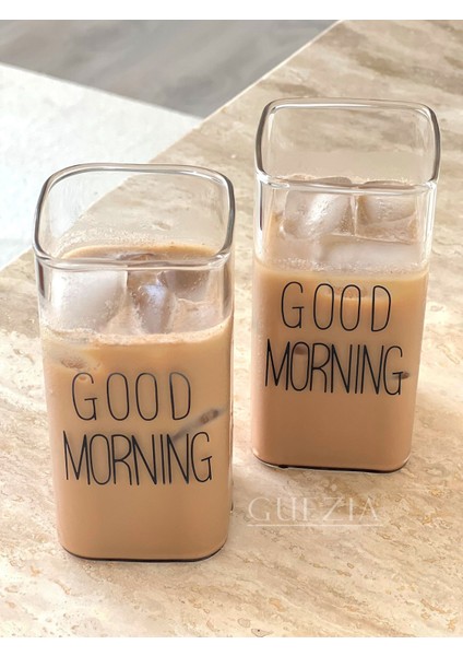 Tekno Trust Turuncu Isıya Dayanıklı Borosilikat Dikdörtgen Bardak Good Mornıng | 2 Adet | 350 ml 2 Parça Cam fırsatları