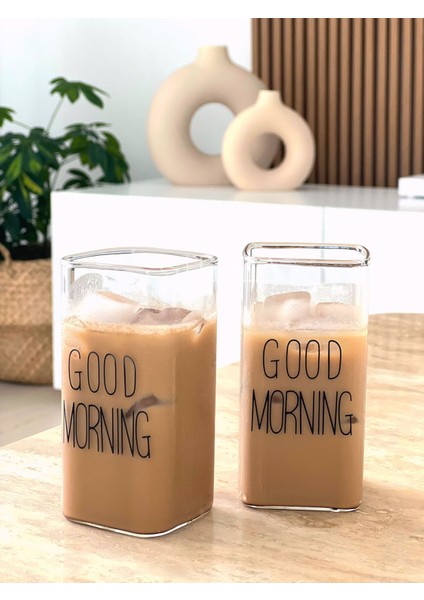 Tekno Trust Turuncu Isıya Dayanıklı Borosilikat Dikdörtgen Bardak Good Mornıng | 2 Adet | 350 ml 2 Parça Cam indirimleri