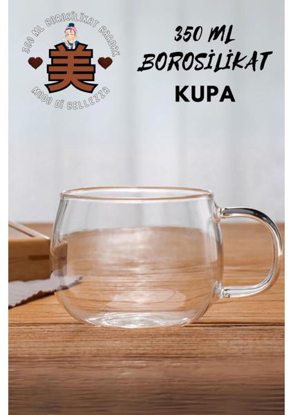 Tekno Trust Espresso Bardağı Isıya Dayanıklı Borosilikat Kulplu Yuvarlak Kupa Cam Bardak Kahve Sunum Bardağı 35