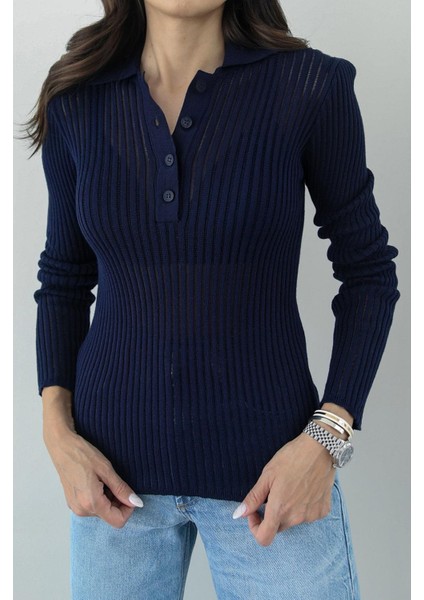 Lacivert Polo Transparan Bluz modelleri