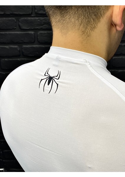 Kısa Kollu Compression T-Shirt Fit Spor Tam Beden Erkek Tişört Beyaz Spiderman fiyatları