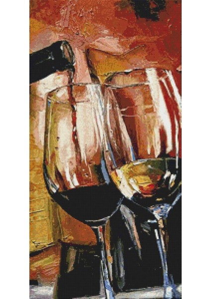 Kırmızı Ve Beyaz Şarap Kadehleri | Elmas Mozaik Tablo | Mozaik Puzzle | 25x49 | E2020434 fiyatları