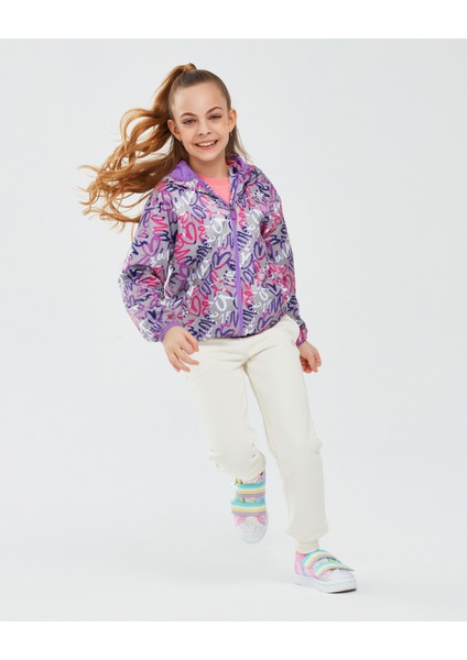 Micro Collection G Full Zip Hoodie Sweatshirt Büyük Kız Çocuk Kırık Beyaz Sweatshirt SK241063-102