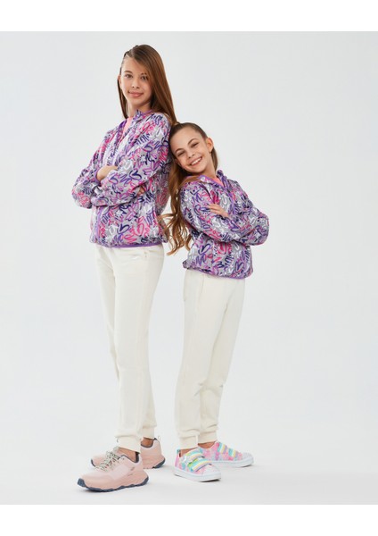 Micro Collection G Full Zip Hoodie Sweatshirt Büyük Kız Çocuk Kırık Beyaz Sweatshirt SK241063-102