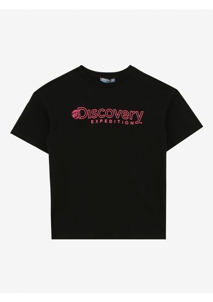 Baskılı Siyah Kadın T-Shirt D4SG-TST3093