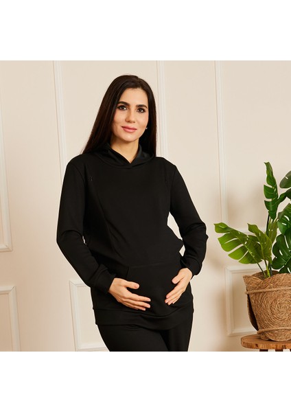Emzirme Özellikli Hamile Sweatshirt Anne Giyim