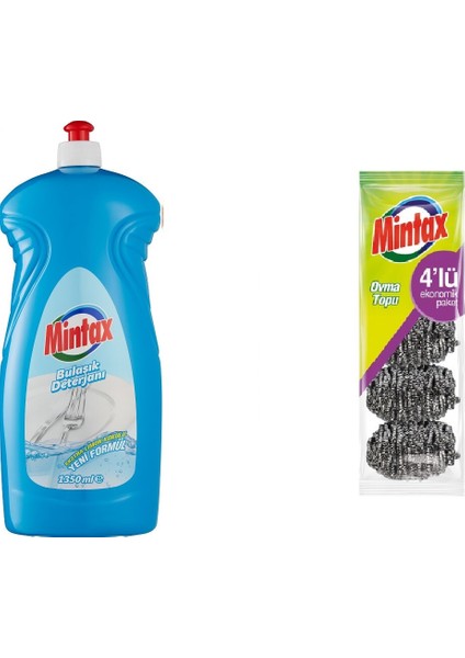 Limon Bulaşık Deterjanı 1350 ml + Mintax Ovma Topu 4'lü