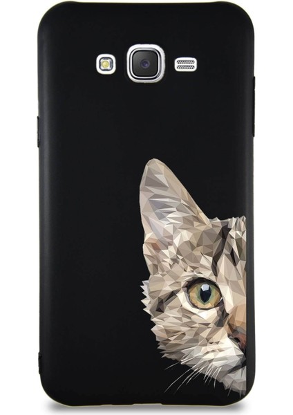 Samsung Galaxy J7 Core Soft Premier Kapak Catface Tasarımlı Silikon Kılıf - Siyah