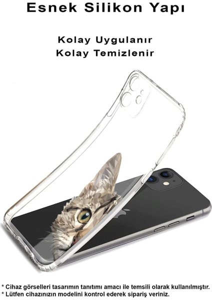 Samsung Galaxy A04 Uyumlu Kamera Korumalı Kapak Catface Tasarımlı Şeffaf Kılıf