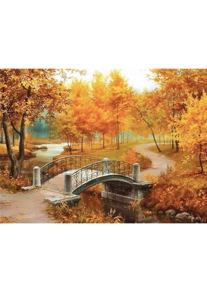 Sonbaharda Bir Park | Elmas Mozaik Tablo | Mozaik Puzzle | 55x40 | E20201326M