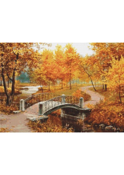 Sonbaharda Bir Park | Elmas Mozaik Tablo | Mozaik Puzzle | 55x40 | E20201326M