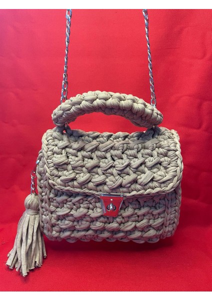%100 El Yapımı Kadın Örgü Bej El Çantası (Içi Astarlıdır) Sanat Leather Özel Üretim Çanta modelleri