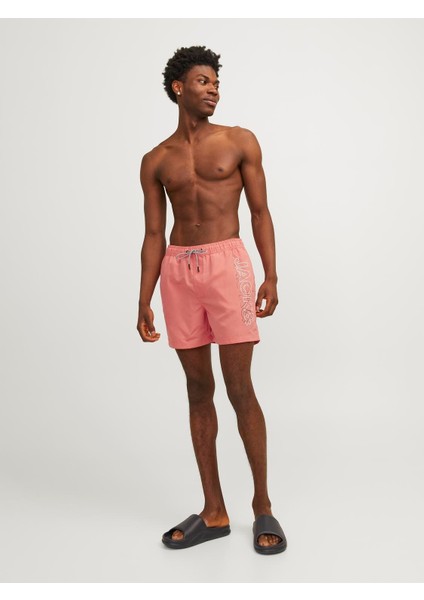 Regular Fit Yazılı Coral Erkek Deniz Şortu 12253118