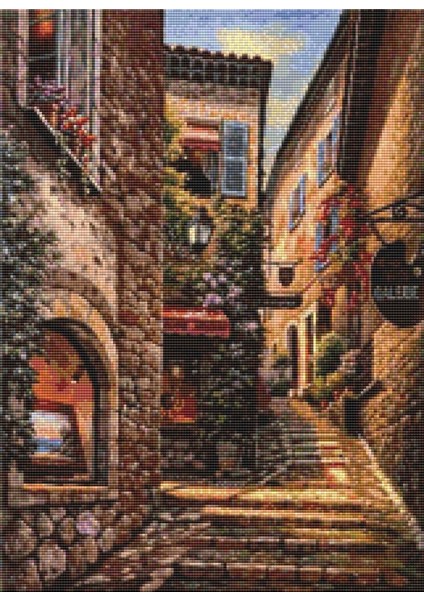 İtalya'dan Sokak Arası Manzarası | Elmas Mozaik Puzzle | 40x55 | E20201649M