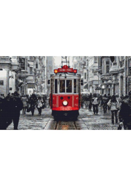 Movas Sanat Taksim Ve Tramvay | Elmas Mozaik Tablo | Mozaik Puzzle | 50x30 | E20201611M