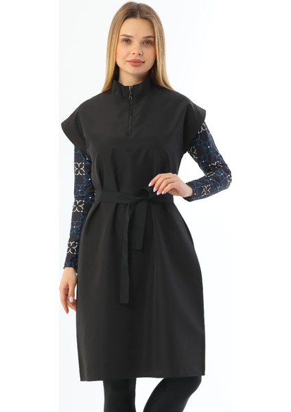 Tek Üst Paraşüt Süveter Jileli Tam Tesettür Mayo 2364 Siyah