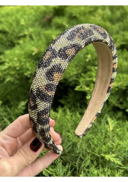 Leopar Desenli Taşlı Abiye Taç - Şık Davetlerinizin Vazgeçilmezi