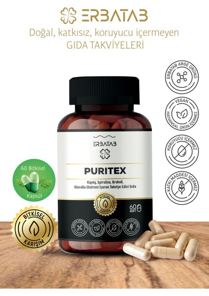 Puritex (Kişniş - Spirulina - Brokoli - Klorella) 60 Kapsül