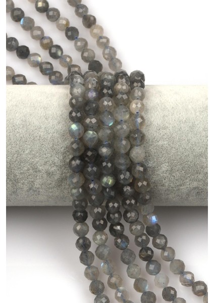 Labradorit ( Ab Kalite ) Doğal Taş Dizi 8 mm Fasetli Küre Kesim