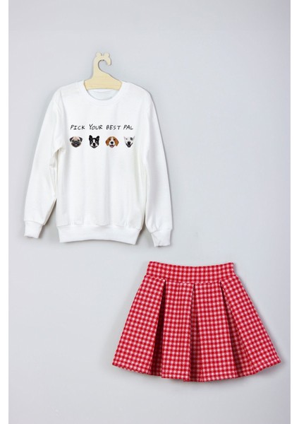 Yeni Sezon Sevimli Dostlar Desenli Etek Sweat Takım