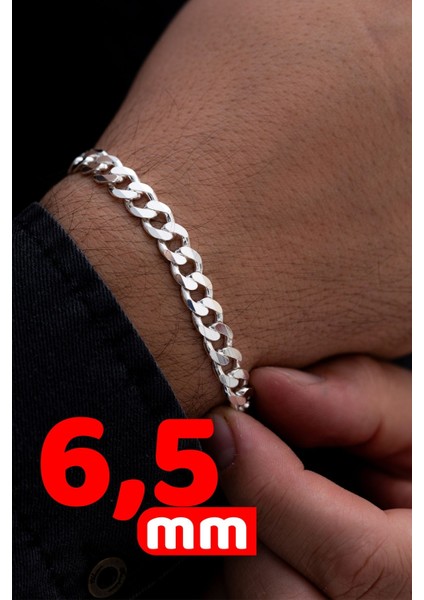 Erkek Gümüş Bileklik - 6.5 mm Gümüş Gurmet Model Erkek Bileklik