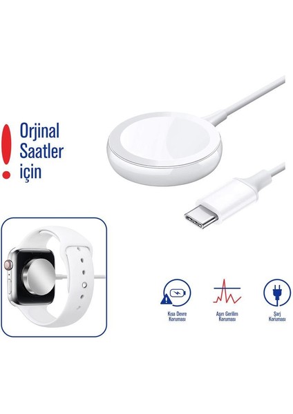 Usb-C Manyetik Saat Şarj Kablosu 1 Metre Wth-20