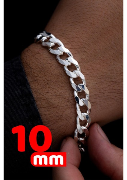 Erkek Gümüş Bileklik - 10 mm Gümüş Gurmet Model Erkek Bileklik