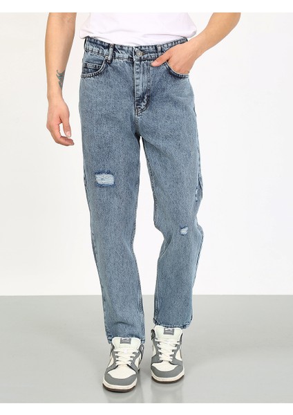 Kaizer Denim Boyfriend Lazerli Koyu Mavi Denim Jean fırsatları