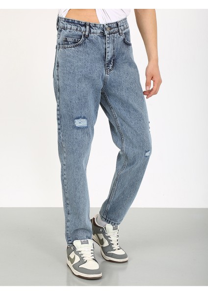 Kaizer Denim Boyfriend Lazerli Koyu Mavi Denim Jean indirimleri