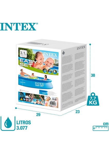 Intex 28130-1 366X76CM Şişme Aile Havuzu Örtü+Pompa+Filtre Set