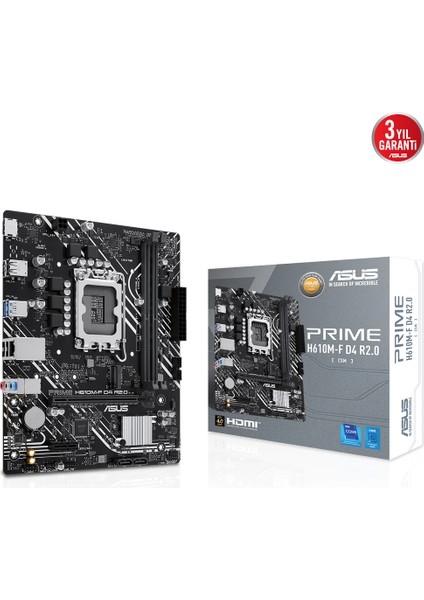 Prıme H610M-F D4 R2.0-Csm Intel H610 Lga1700 DDR4 3200 Hdmı M2 Usb3.2 Matx (Prıme H610M-F D4 R2.0-Csm) Anakart