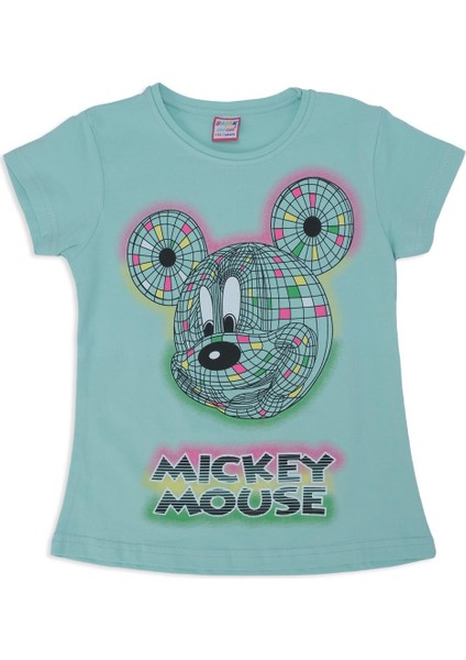 Kız Çocuk Kareli Mickey Mouse Baskılı Alt Üst Eşofman Takımı