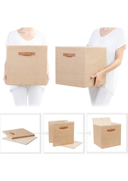 Tekno Trust Kahverengi 2 Adet Jüt Dolap Içi Çamaşır Oyuncak Düzenleyici Katlanır Saklama Kutusu Organizer 33X30