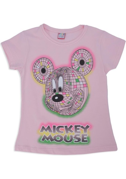 Kız Çocuk Kareli Mickey Mouse Baskılı Alt Üst Eşofman Takımı