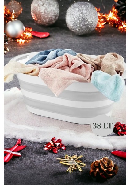 Tekno Trust 20-49 L Vera Bath Katlanır Çamaşır Sepeti 38 Lt Çamaşır Selesi FMA07860 60 x 40 Type 0 Beyaz Plasti
