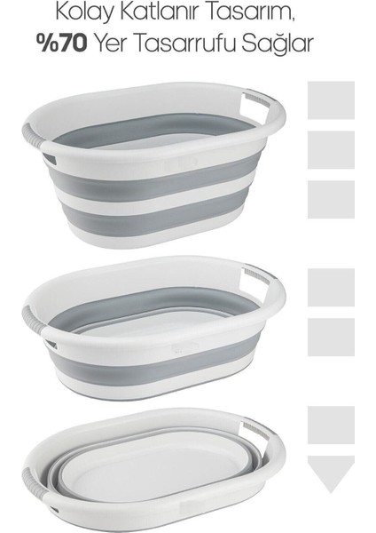 Tekno Trust 20-49 L Vera Bath Katlanır Çamaşır Sepeti 38 Lt Çamaşır Selesi FMA07860 60 x 40 Type 0 Beyaz Plasti