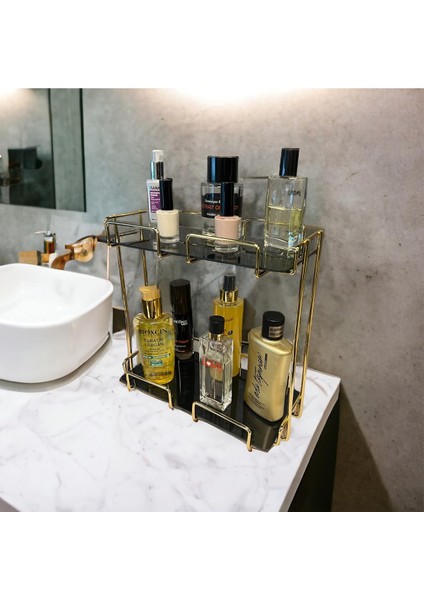 2 Katlı Gold Banyo ve Kozmetik Düzenleyici 28 x 14 indirimleri