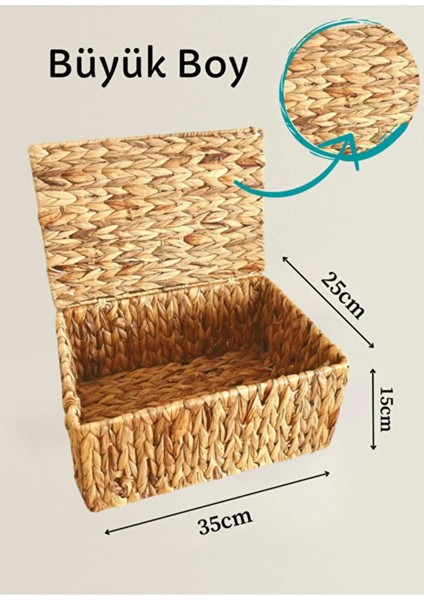 Tekno Trust 35 x 26 Hasır Kapaklı Organizer & Banyo Düzenleyici & Dolap Düzenleyici & Saklama Kutusu Banyo 1 Me