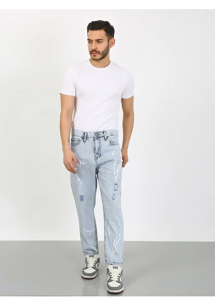 Viking'S Line Boyfriend Lazerli Şimşek Desenli Buz Denim Jean