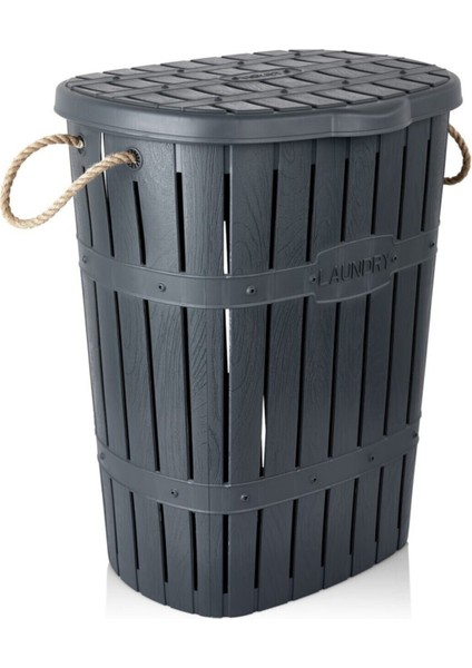 Tekno Trust Type 0 Plastik Bambu Kirli Çamaşır Sepeti 50-99 L Gri 30 x 50 Bambu