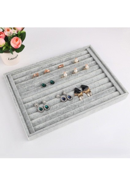 Tekno Trust Kumaş Yerli Süet Gri Sosisli Yüzük Stand Kutu (Aydındecor) 1 Dolap / Çekmece Içi Beyaz