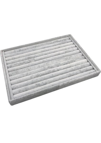 Tekno Trust Kumaş Yerli Süet Gri Sosisli Yüzük Stand Kutu (Aydındecor) 1 Dolap / Çekmece Içi Beyaz