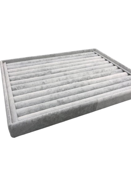 Tekno Trust Kumaş Yerli Süet Gri Sosisli Yüzük Stand Kutu (Aydındecor) 1 Dolap / Çekmece Içi Beyaz