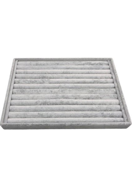 Tekno Trust Kumaş Yerli Süet Gri Sosisli Yüzük Stand Kutu (Aydındecor) 1 Dolap / Çekmece Içi Beyaz