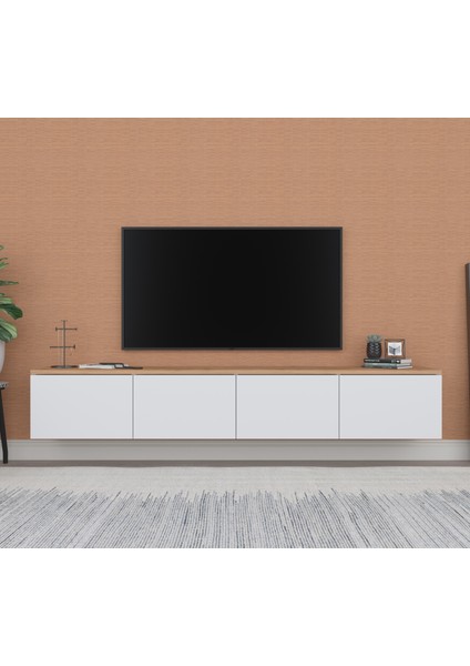 Yenice 180 cm Atlantik Çam Beyaz Tv Ünitesi