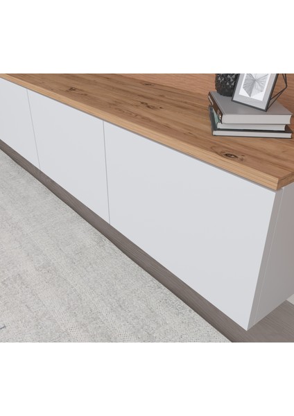Yenice 180 cm Atlantik Çam Beyaz Tv Ünitesi