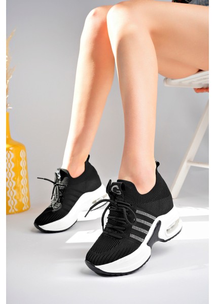 Kadın Ithal Örme Triko Gizli Dolgu Topuk Sneakers